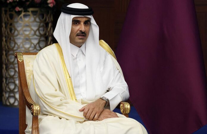 Russia's President Vladimir Putin and Qatar's Emir, Sheikh Tamim bin Hamad al-Thani meet on the sidelines CICA summit in Astana